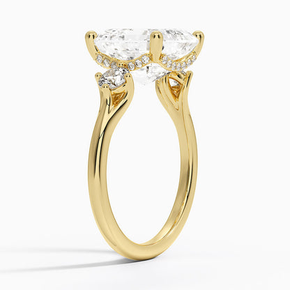 5.50 Asscher Kesim Hidden Halo Tasarım Tektaş Laboratuvar Pırlanta Yüzük 18K - Milora