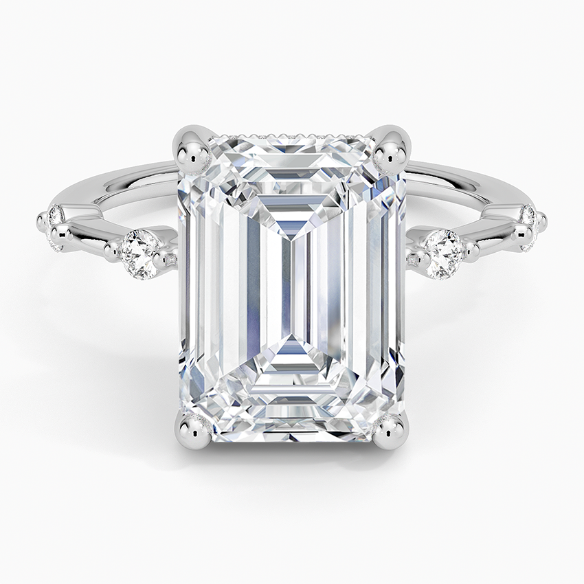5.20 Karat Emerald Kesim Hidden Halo Tasarım Tektaş Laboratuvar Pırlanta Yüzük - Nice