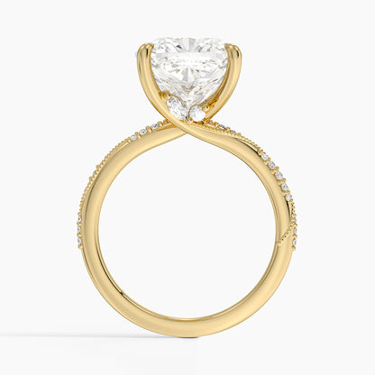 5.25 Karat Cushion Kesim Hidden Halo Tasarım Tektaş Laboratuvar Pırlanta Yüzük 18K  - Melora
