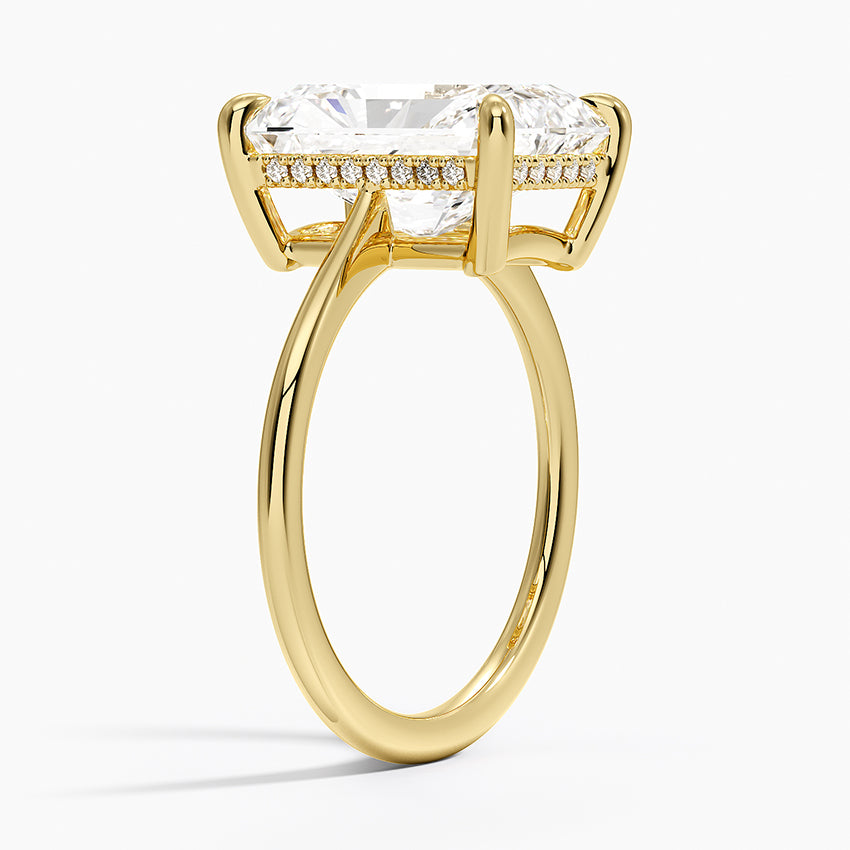 5.10 Karat Radiant Kesim Hidden Halo Tasarım Tektaş Laboratuvar Pırlanta Yüzük - Monaco