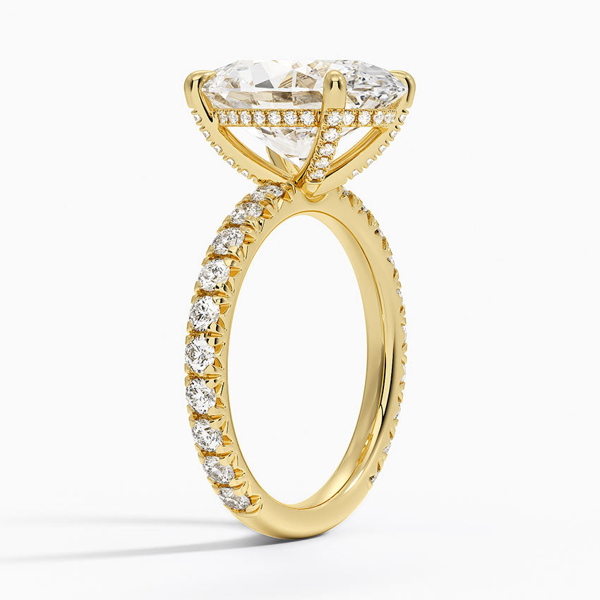 5.75 Karat Oval Kesim Hidden Halo Tasarım Tektaş Laboratuvar Pırlanta Yüzük 18K  - Selora