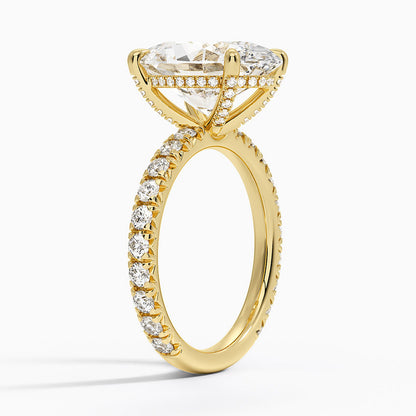 5.75 Karat Oval Kesim Hidden Halo Tasarım Tektaş Laboratuvar Pırlanta Yüzük 18K  - Selora