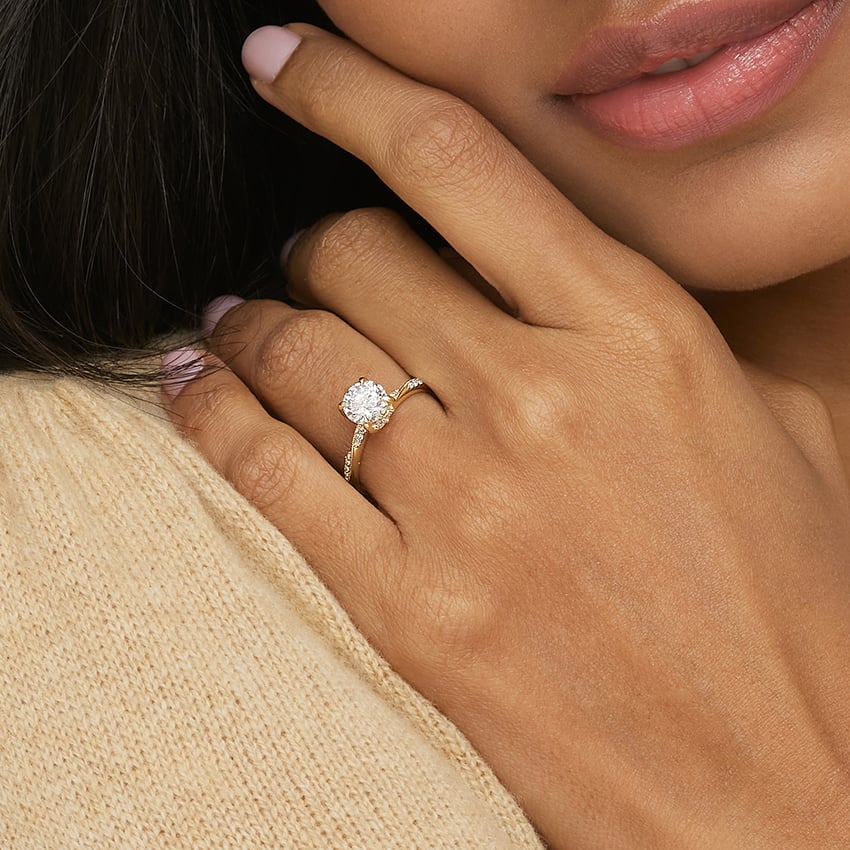 5.25 Karat Hidden Halo Tasarım Tektaş Laboratuvar Pırlanta Yüzük 18K  - Melora - Bold Diamonds