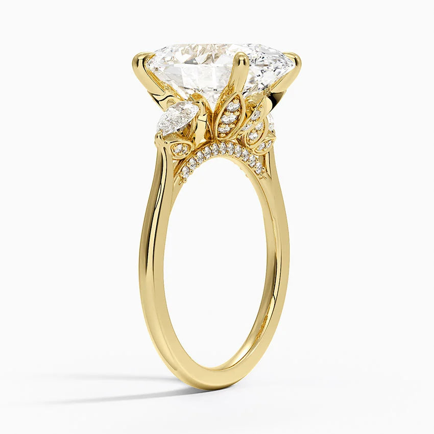 5.75 Karat Oval Kesim Hidden Halo Tasarım Tektaş Laboratuvar Pırlanta Yüzü - Verona