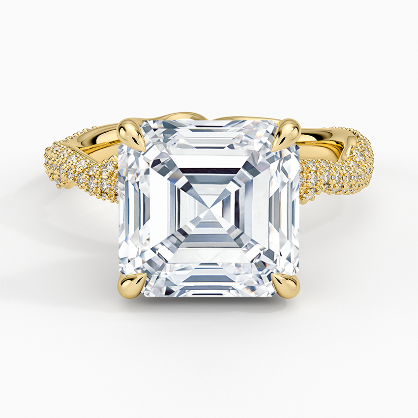 5.75 Karat Asscher Kesim Hidden Halo Tasarım Tektaş Laboratuvar Pırlanta Yüzük - Sorrento