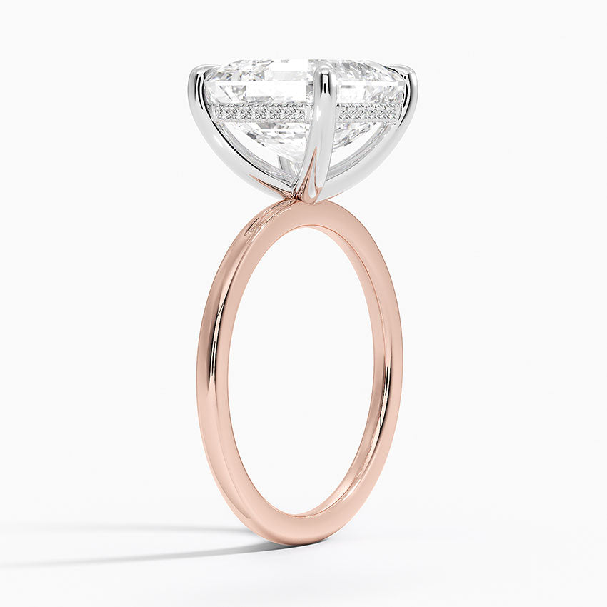 5.10 Karat Asscher Kesim Hidden Halo Tasarım Tektaş Laboratuvar Pırlanta Yüzük 18K  - Elora - Bold Diamonds
