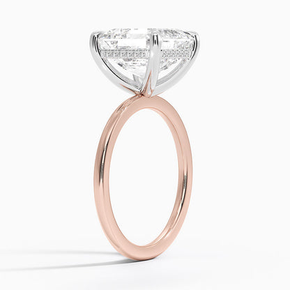 5.10 Karat Asscher Kesim Hidden Halo Tasarım Tektaş Laboratuvar Pırlanta Yüzük 18K  - Elora - Bold Diamonds