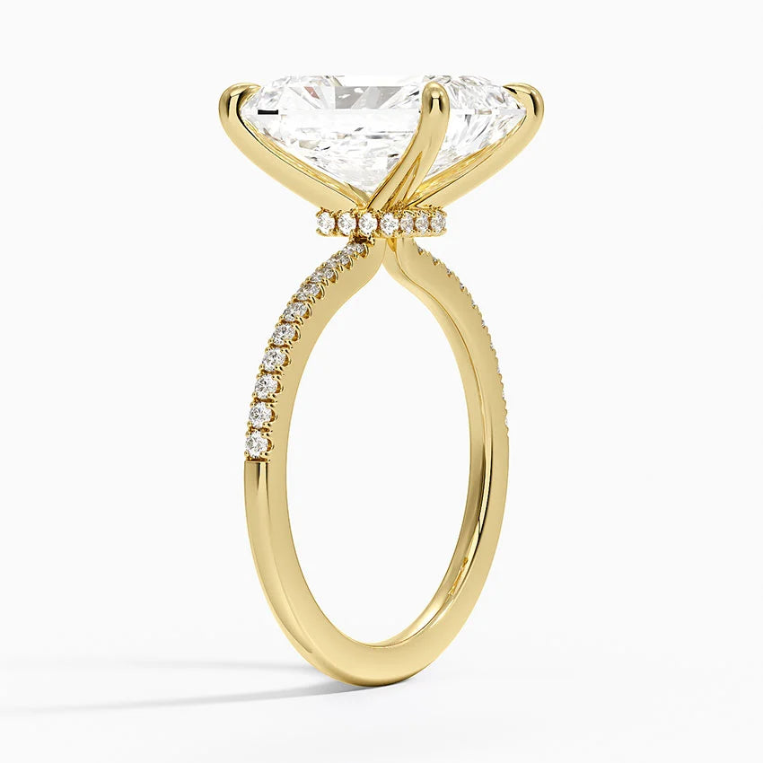 5.25 Karat Radiant Kesim Hidden Halo Tasarım Tektaş Laboratuvar Pırlanta Yüzük - Filora - Bold Diamonds
