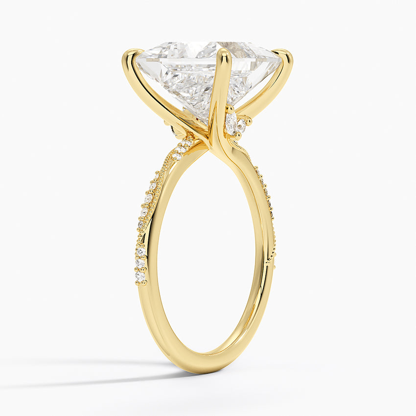 5.25 Karat Prenses Kesim Hidden Halo Tasarım Tektaş Laboratuvar Pırlanta Yüzük 18K  - Melora