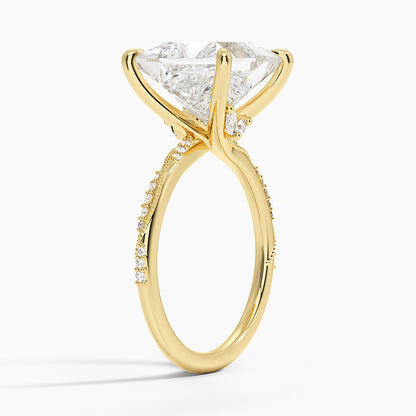 5.25 Karat Prenses Kesim Hidden Halo Tasarım Tektaş Laboratuvar Pırlanta Yüzük 18K  - Melora
