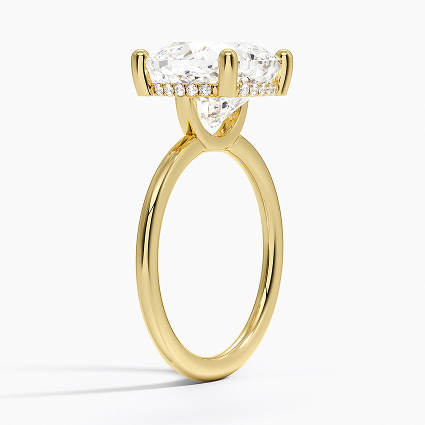 5.10 Cushion Kesim Hidden Halo Tasarım Tektaş Laboratuvar Pırlanta Yüzük - Melara