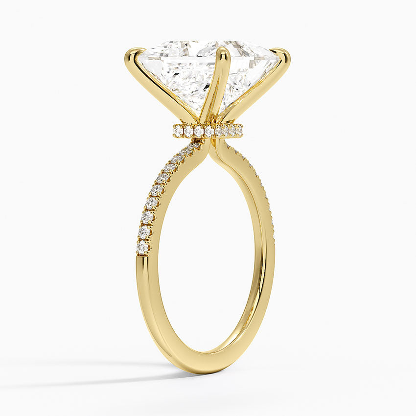 5.25 Karat Prenses Kesim Hidden Halo Tasarım Tektaş Laboratuvar Pırlanta Yüzük - Filora - Bold Diamonds
