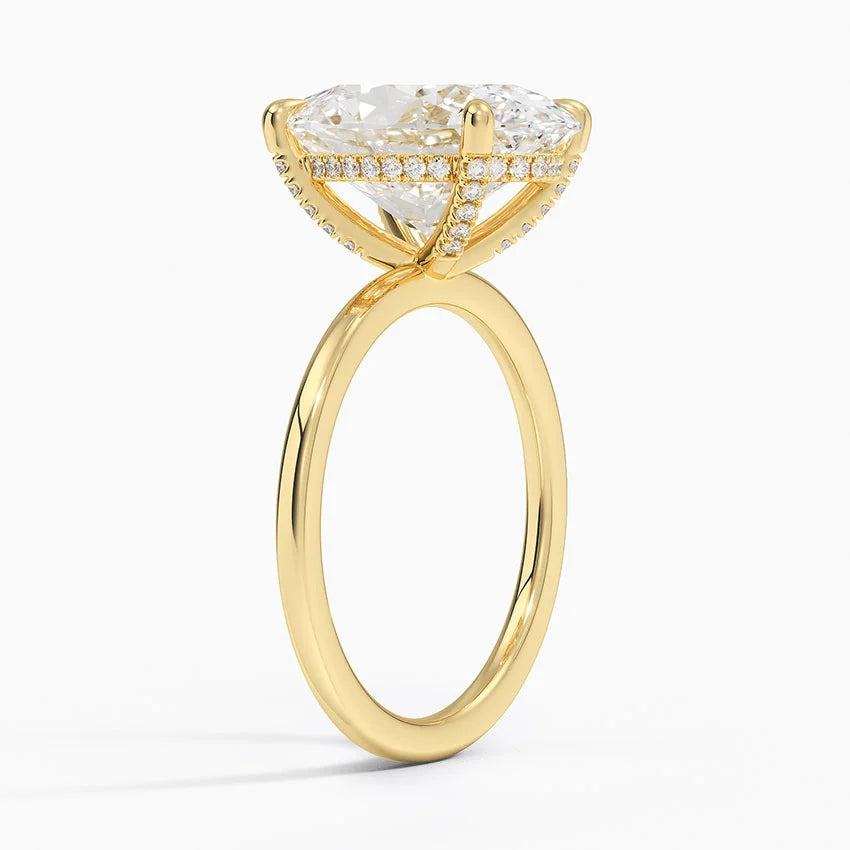 5.15 Karat Oval Kesim Hidden Halo Tasarım Tektaş Laboratuvar Pırlanta Yüzük - Gilora - Bold Diamonds