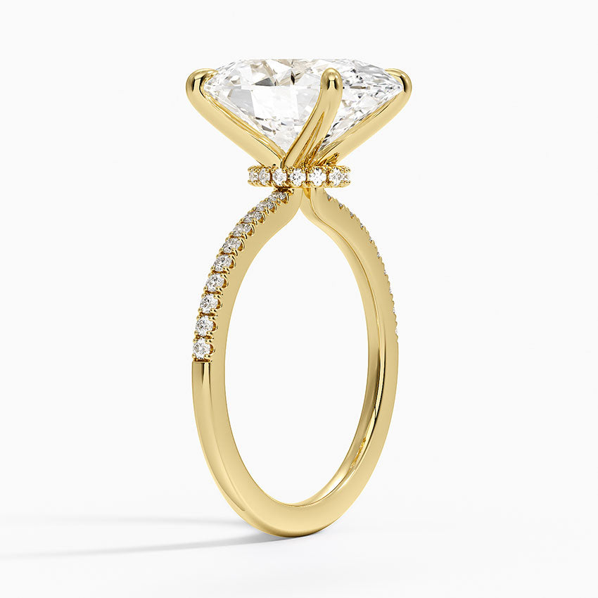5.25 Karat Oval Kesim Hidden Halo Tasarım Tektaş Laboratuvar Pırlanta Yüzük - Filora - Bold Diamonds