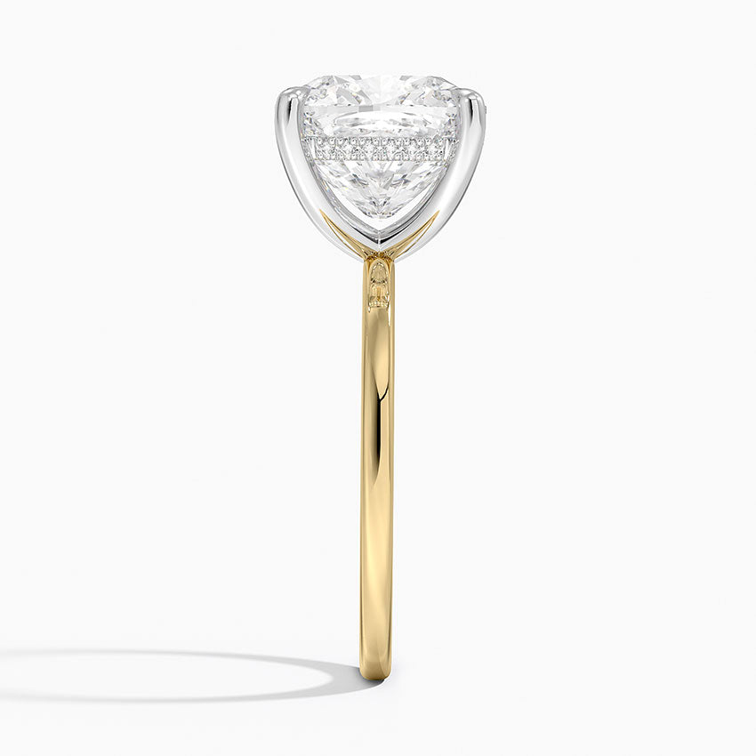 5.10 Karat Cushion Kesim Hidden Halo Tasarım Tektaş Laboratuvar Pırlanta Yüzük 18K  - Elora - Bold Diamonds