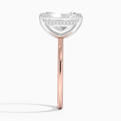 5.10 Karat Radiant Kesim Hidden Halo Tasarım Tektaş Laboratuvar Pırlanta Yüzük 18K  - Elora - Bold Diamonds