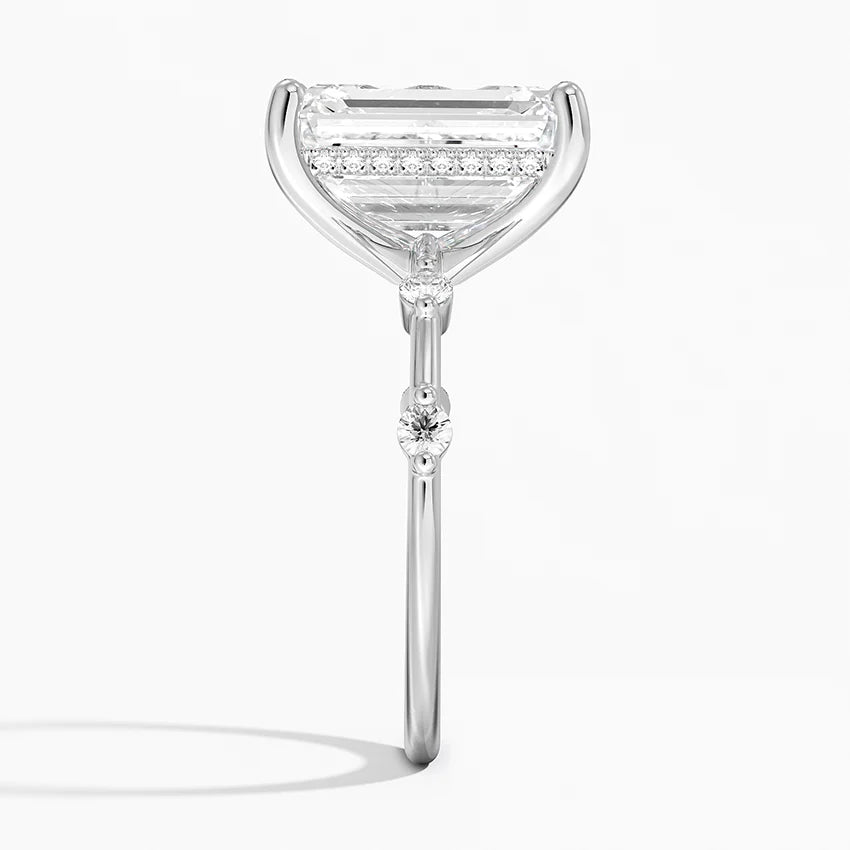 5.20 Emerald Kesim Hidden Halo Tasarım Tektaş Laboratuvar Pırlanta Yüzük - Zelora