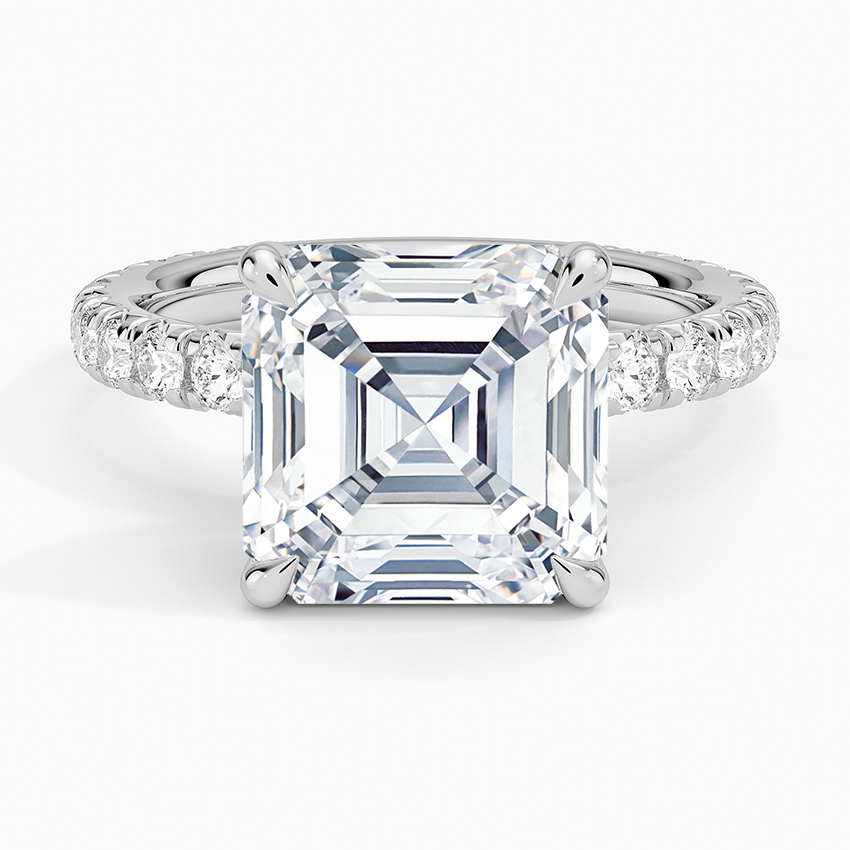 5.75 Karat Asscher Kesim Hidden Halo Tasarım Tektaş Laboratuvar Pırlanta Yüzük 18K  - Selora - Bold Diamonds