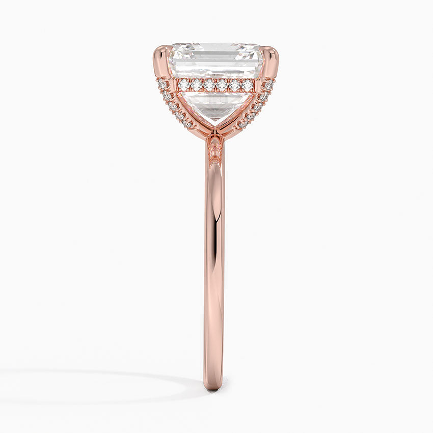 5.15 Karat Asscher Kesim Hidden Halo Tasarım Tektaş Laboratuvar Pırlanta Yüzük - Valencia