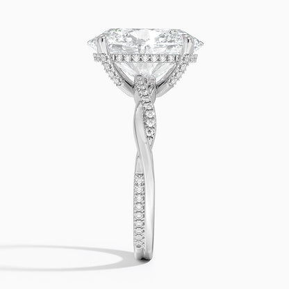 5.25 Karat Oval Kesim Hidden Halo Tasarım Tektaş Laboratuvar Pırlanta Yüzük 18K  - Talora