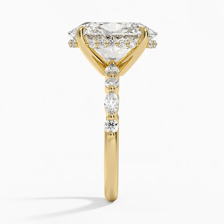 5.50 Karat Oval Kesim Hidden Halo Tasarım Tektaş Laboratuvar Pırlanta Yüzük - Verona