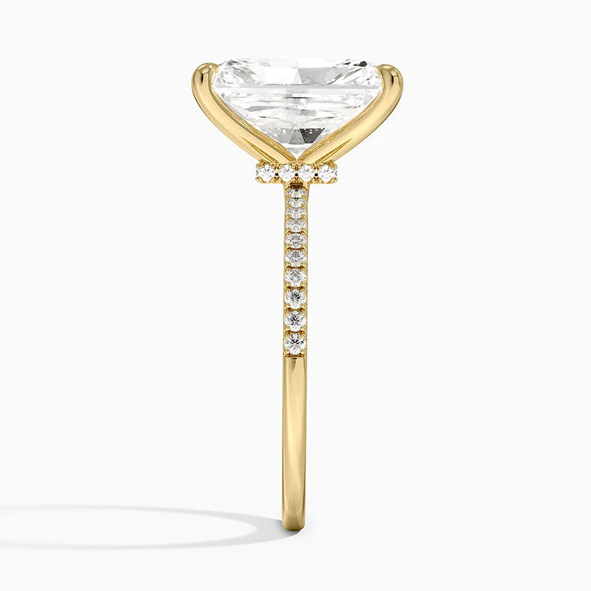 5.25 Karat Radiant Kesim Hidden Halo Tasarım Tektaş Laboratuvar Pırlanta Yüzük - Filora - Bold Diamonds
