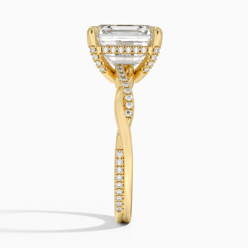 5.25 Karat Asscher Kesim Hidden Halo Tasarım Tektaş Laboratuvar Pırlanta Yüzük  - Riga