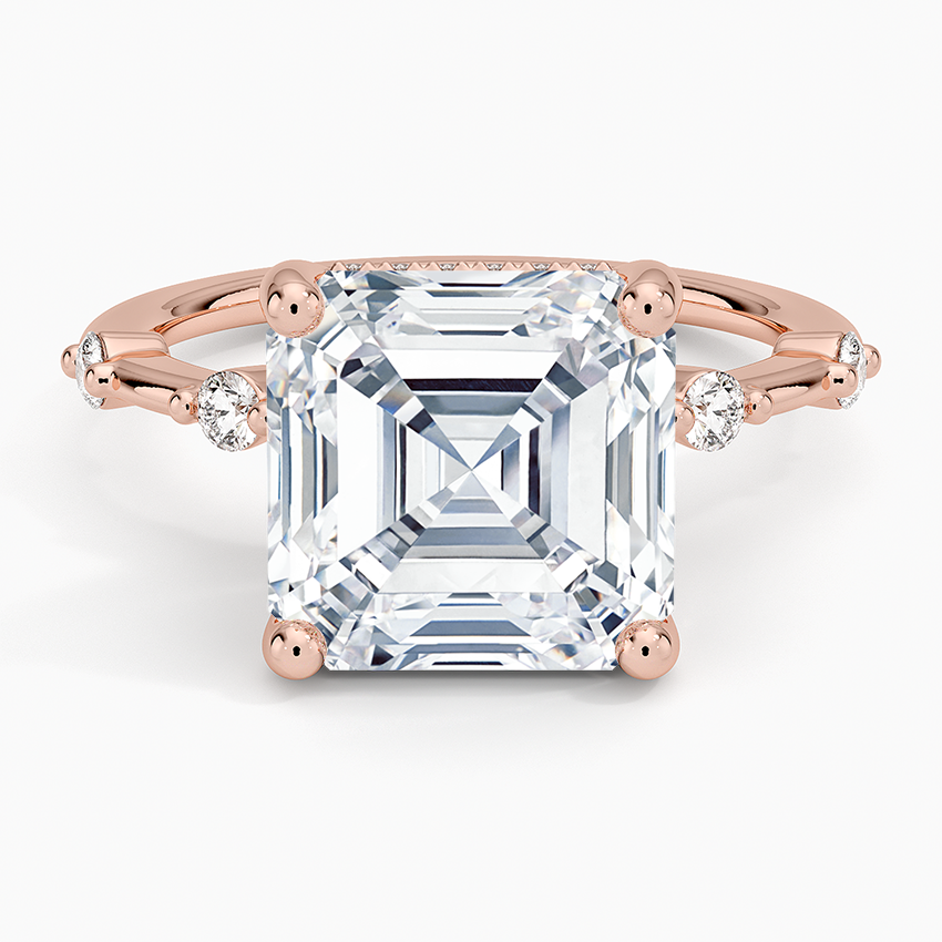 5.20 Asscher Kesim Hidden Halo Tasarım Tektaş Laboratuvar Pırlanta Yüzük - Zelora