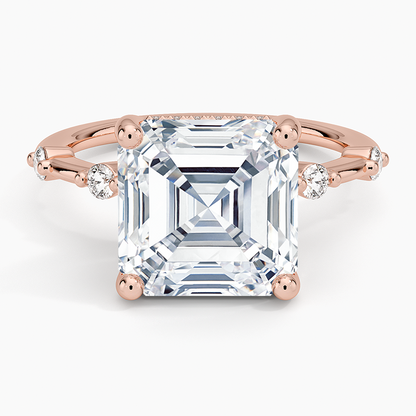 5.20 Asscher Kesim Hidden Halo Tasarım Tektaş Laboratuvar Pırlanta Yüzük - Zelora