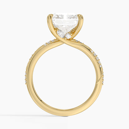 5.25 Karat Radiant Kesim Hidden Halo Tasarım Tektaş Laboratuvar Pırlanta Yüzük 18K  - Melora
