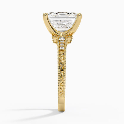 5.15 Asscher Kesim Hidden Halo Tasarım Tektaş Laboratuvar Pırlanta Yüzük 18K - Silora