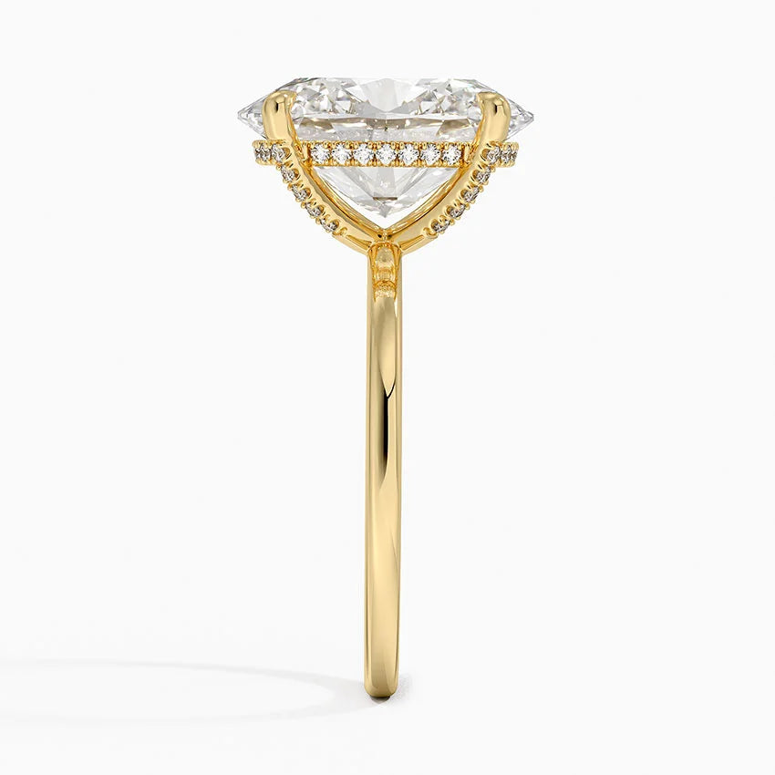 5.15 Karat Oval Kesim Hidden Halo Tasarım Tektaş Laboratuvar Pırlanta Yüzük - Gilora - Bold Diamonds