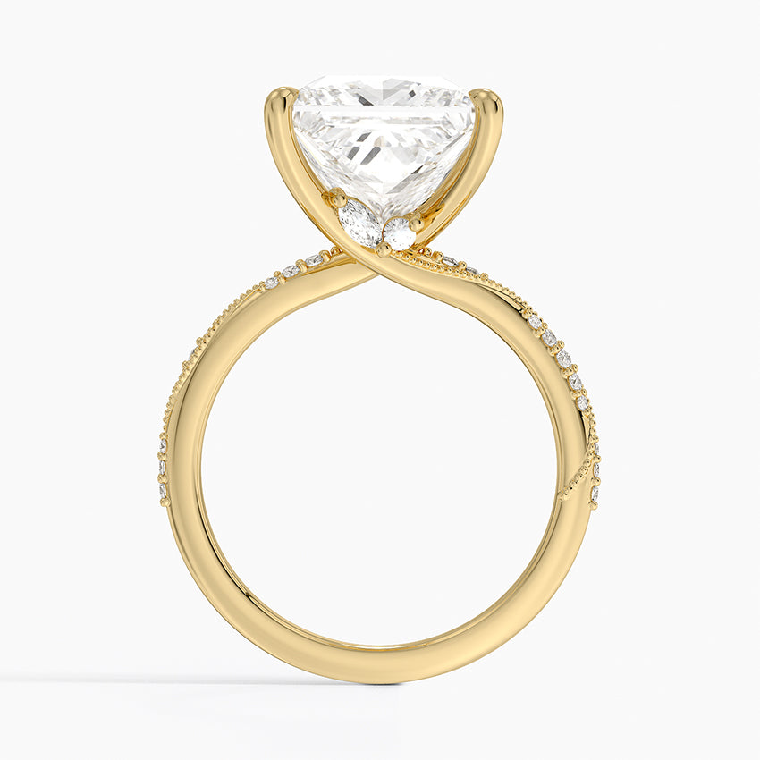 5.25 Karat Prenses Kesim Hidden Halo Tasarım Tektaş Laboratuvar Pırlanta Yüzük 18K  - Melora