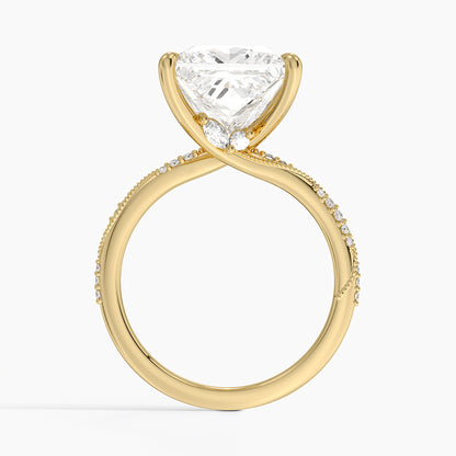 5.25 Karat Prenses Kesim Hidden Halo Tasarım Tektaş Laboratuvar Pırlanta Yüzük 18K  - Melora