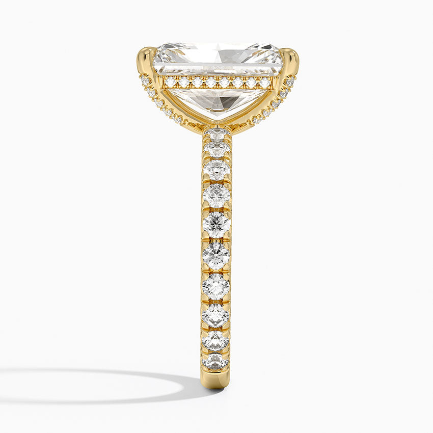 5.75 Karat Radiant Kesim Hidden Halo Tasarım Tektaş Laboratuvar Pırlanta Yüzük 18K  - Selora - Bold Diamonds