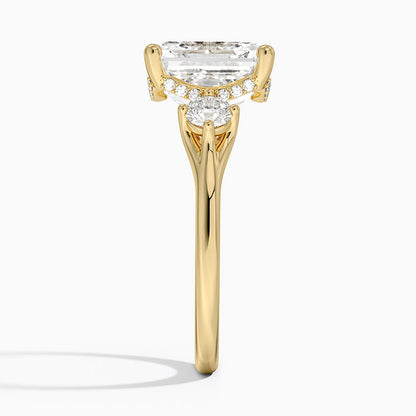 5.50 Asscher Kesim Hidden Halo Tasarım Tektaş Laboratuvar Pırlanta Yüzük 18K - Milora