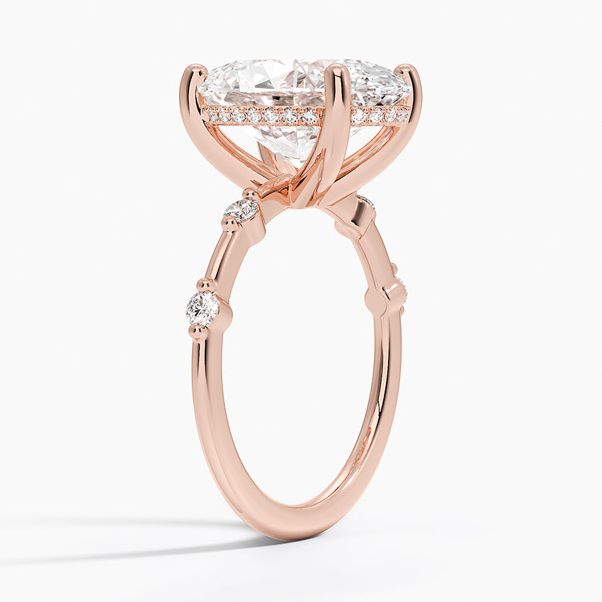 5.20 Oval Kesim Hidden Halo Tasarım Tektaş Laboratuvar Pırlanta Yüzük - Zelora