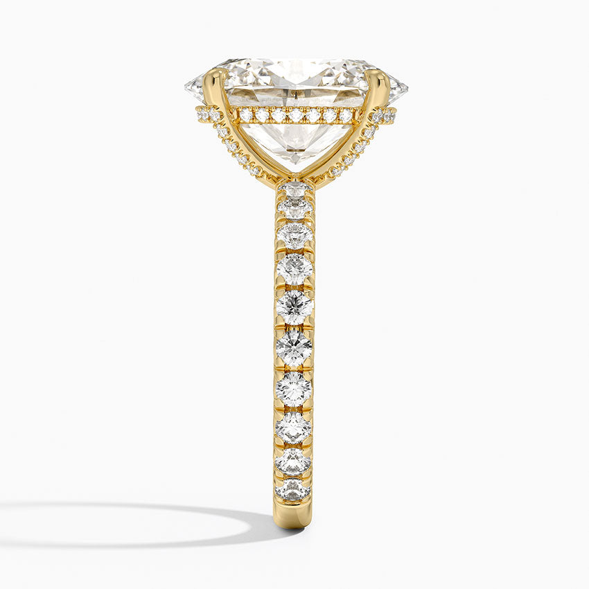 5.75 Karat Oval Kesim Hidden Halo Tasarım Tektaş Laboratuvar Pırlanta Yüzük 18K  - Selora