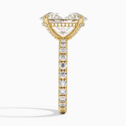 5.75 Karat Oval Kesim Hidden Halo Tasarım Tektaş Laboratuvar Pırlanta Yüzük 18K  - Selora