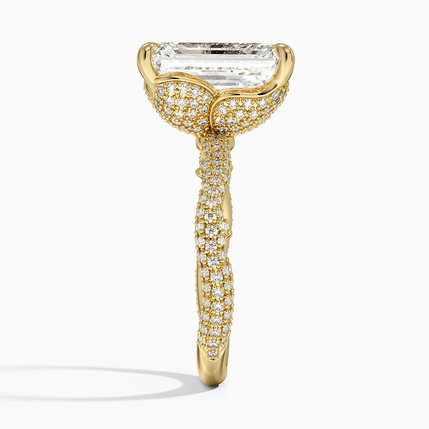 5.75 Karat Emerald Kesim Hidden Halo Tasarım Tektaş Laboratuvar Pırlanta Yüzük - Sorrento