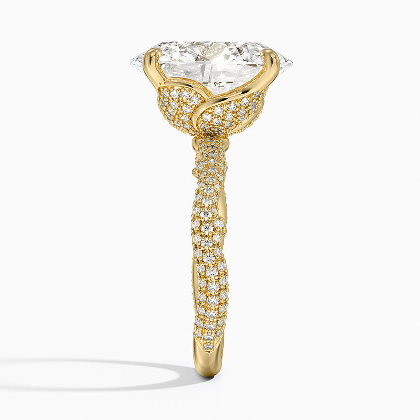5.75 Karat Oval Kesim Hidden Halo Tasarım Tektaş Laboratuvar Pırlanta Yüzük - Sorrento