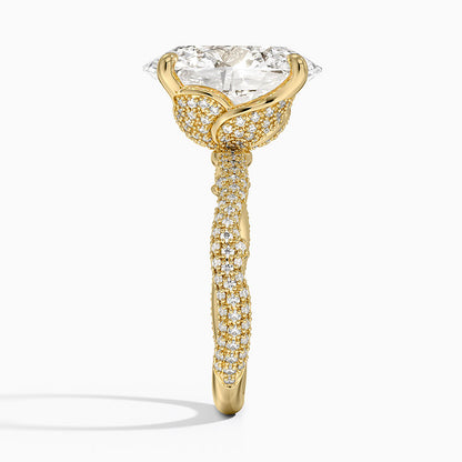 5.75 Oval Kesim Hidden Halo Tasarım Tektaş Laboratuvar Pırlanta Yüzük - Filara