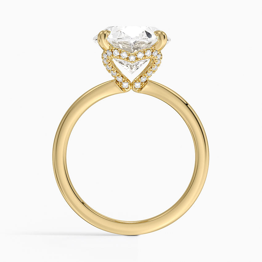 5.15 Oval Kesim Hidden Halo Tasarım Tektaş Laboratuvar Pırlanta Yüzük 18K - Vilora