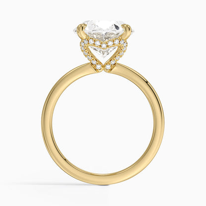 5.15 Oval Kesim Hidden Halo Tasarım Tektaş Laboratuvar Pırlanta Yüzük 18K - Vilora