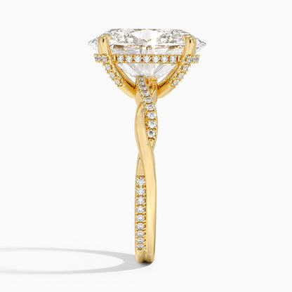 5.25 Karat Oval Kesim Hidden Halo Tasarım Tektaş Laboratuvar Pırlanta Yüzük 18K  - Talora