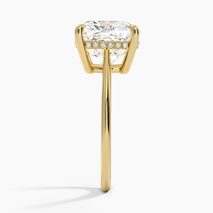 5.10 Cushion Kesim Hidden Halo Tasarım Tektaş Laboratuvar Pırlanta Yüzük - Tilora