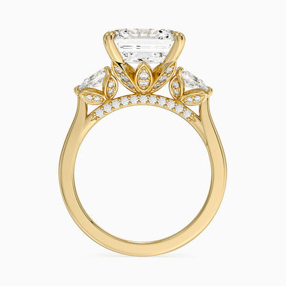 5.75 Karat Asscher Kesim Hidden Halo Tasarım Tektaş Laboratuvar Pırlanta Yüzük 18K - Calora