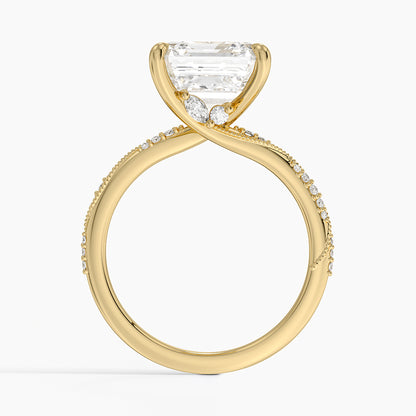 5.25 Karat Asscher Kesim Hidden Halo Tasarım Tektaş Laboratuvar Pırlanta Yüzük 18K  - Melora