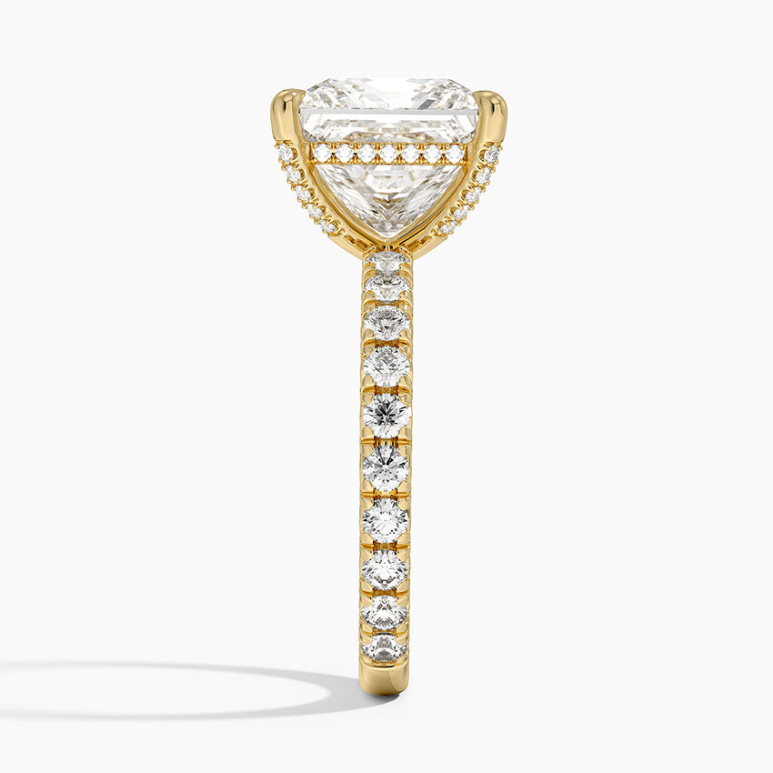 5.75 Karat Prenses Kesim Hidden Halo Tasarım Tektaş Laboratuvar Pırlanta Yüzük 18K  - Selora - Bold Diamonds