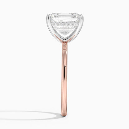 5.10 Karat Asscher Kesim Hidden Halo Tasarım Tektaş Laboratuvar Pırlanta Yüzük 18K  - Elora - Bold Diamonds